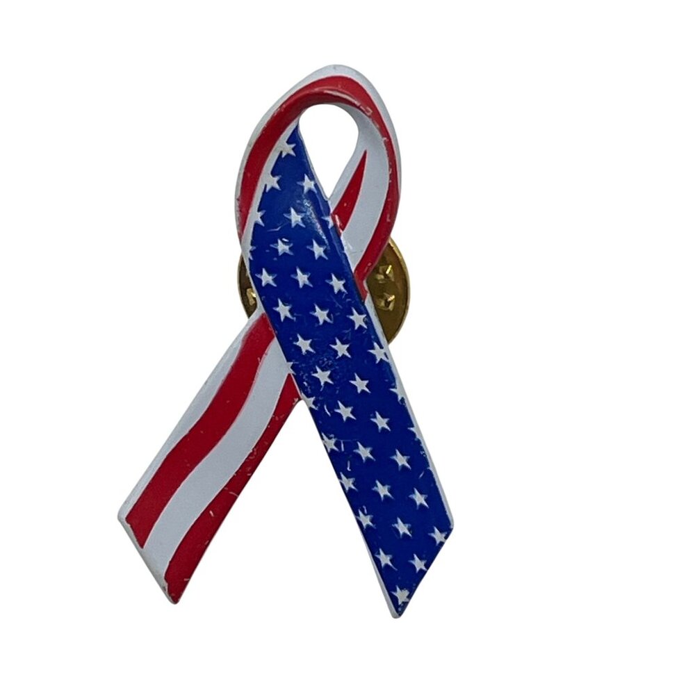 Patriotic American Flag Ribbon Pin Brooch A1
